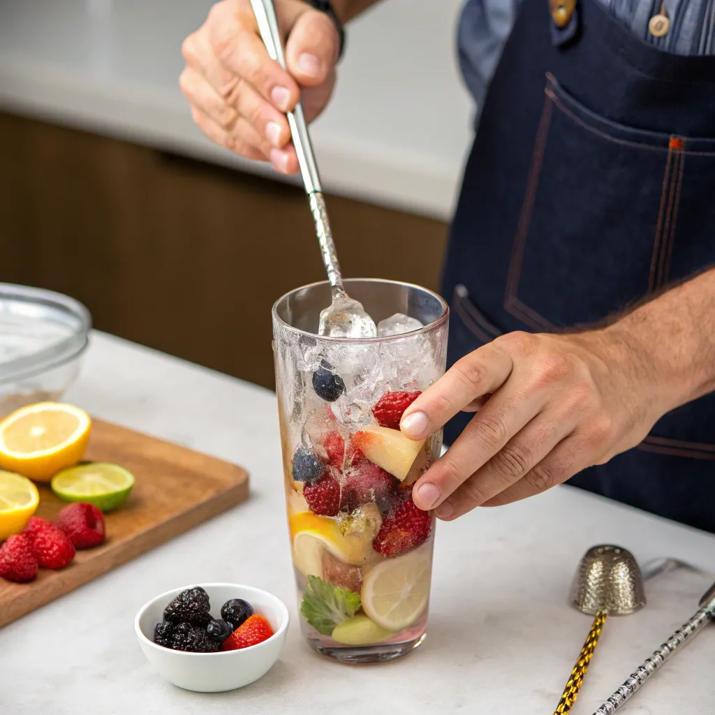 Mixing ingredients in a glass